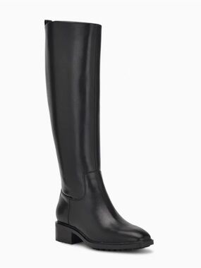 Nine West Tall Black Leather Riding Boots